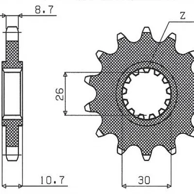 SUNSTAR Zębatka przednia stalowa YAMAHA R1/ FJ 1200/ XJR [15]