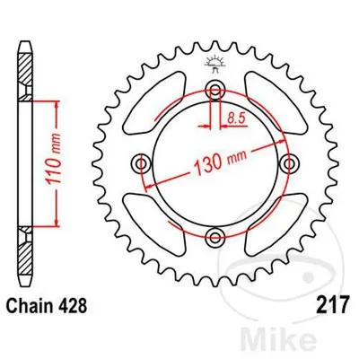 Zębatka tylna stalowa JT JTR217.49 ilość zębów 49Z