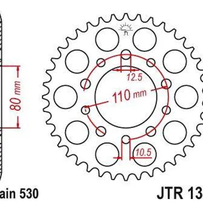 Zębatka tylna stalowa JT JTR1334.39 ilość zębów 39Z