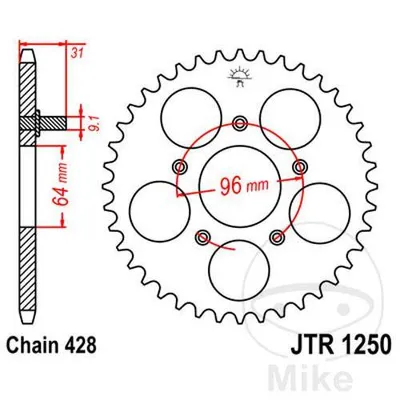 Zębatka tylna stalowa JT JTR1250.48 ilość zębów 48Z