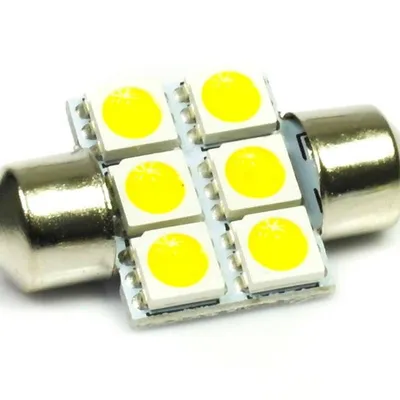 WW Żarówka samochodowa LED C5W 6 SMD 5050 Biała ciepła