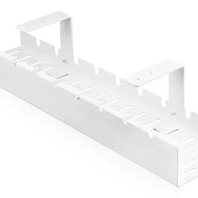 CWT-O1 | Organizer na kable pod blat biurka 50 cm | Koszyk, prowadnica, uchwyt | Biały