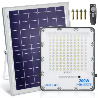 Zestaw Naświetlacz LED 200W + Panel solarny 6V/12W z pilotem | 3500lm, 9000mAh, IP66