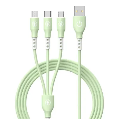 B2-3in1-green | Kabel USB z trzema końcówkami do ładowania