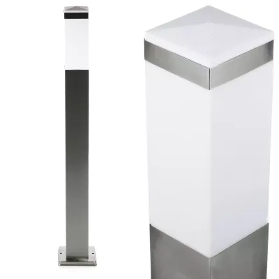 LLF-90CM | Lampa ogrodowa stojąca, słupek kwadratowy na żarówkę E27 | Zasilanie 230V, stal nierdzewna | Inox, 90cm