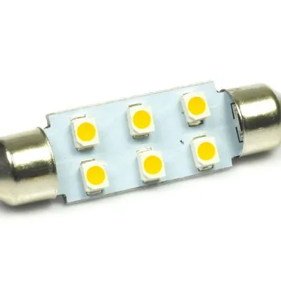 WW Żarówka samochodowa LED C5W 6 SMD 1210 Biała ciepła