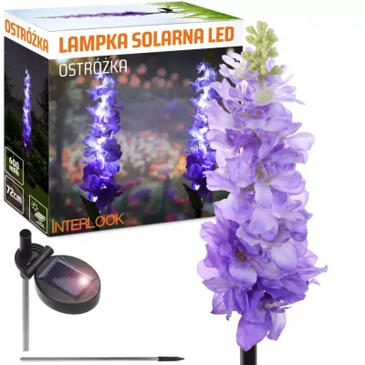 FLD-33-PURPLE | Kwiatek solarny | Ogrodowa lampa solarna LED Ostróżka | 72 cm, 600 mAh