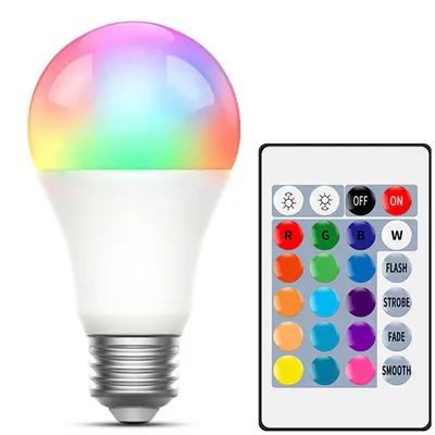 A70-RGB-12W | Żarówka LED RGB 16 kolorów | Gwint E27 | Kula | Pilot IR