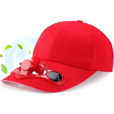 SFH-8934-RED | Czapka solarna z wiatrakiem | Czapka z daszkiem z wbudowanym wiatraczkiem | Czapka chłodząca