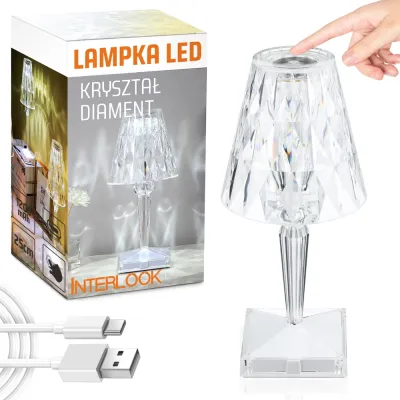 DTL-C03-WYN | Kryształowa lampka nocna | Dotykowa lampka stołowa | Nowoczesna lampka LED