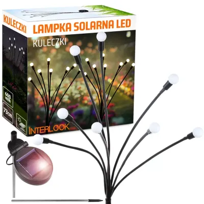 FLD-01-W | Ogrodowa lampa solarna LED kuleczki | 73cm, 600mAh