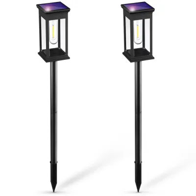 HK-115A | |2 x Ogrodowa lampka solarna LED | Wbiajny słupek 60 cm