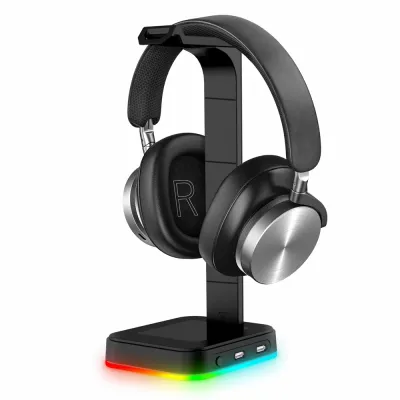 HS-D9-BLACK | Podstawka pod słuchawki | stojak, hak, wieszak na słuchawki | oświetlenie RGB