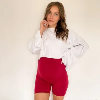 Krótkie legginsy ciążowe PREMIUM- bordo