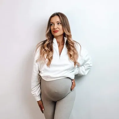 Legginsy ciążowe 1/2 PREMIUM- beż