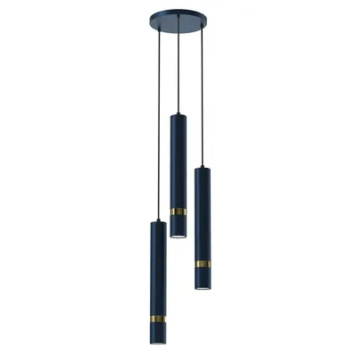 Lampa wisząca JOKER NAVY BLUE/GOLD 3xGU10, granat, potrójna, tuba,