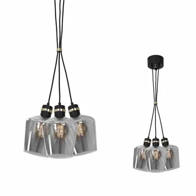 Lampa wisząca, potrójna, czarna, złota RICHMOND BLACK / GOLD 3xE27 Supeł