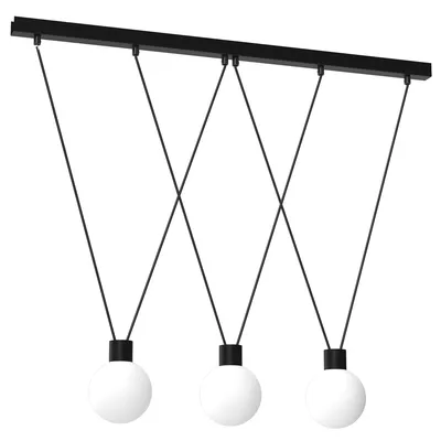 Lampa wisząca CAPRI 3xG9, 3 klosze, potrójna, białe, kula, czarne