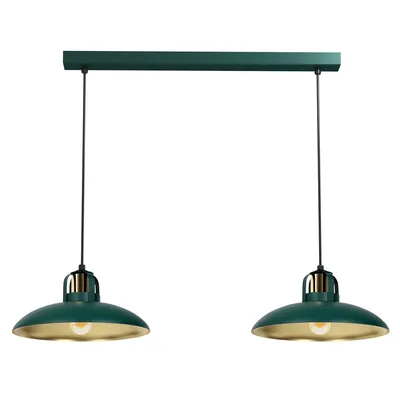 Lampa wisząca FELIX GREEN/GOLD 2xE27, zielona, podwójna, złota