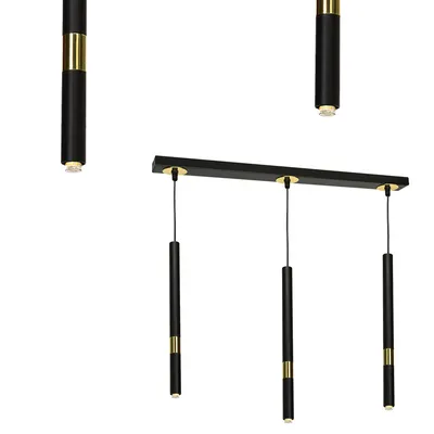 Lampa wisząca, potrójna, czarna, czarna/złota MONZA BLACK/GOLD 3xG9 8W