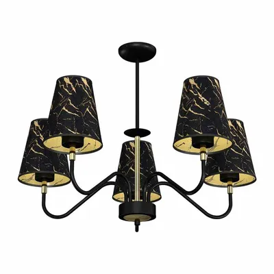 Lampa wisząca, 5 kloszy, czarna HERMES Black/Gold 5xE27