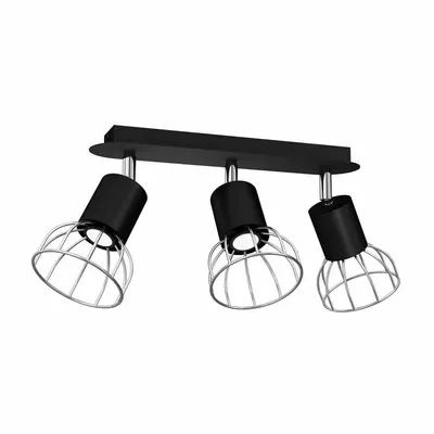 Lampa Sufitowa, czarna, potrójna, kierunkowa, loftowa DANTE BLACK/SILVER 3x mini GU10