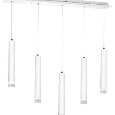 LAMPA WISZĄCA ALBA 5X5W LED, tuba, 5 sztuk, 5 kloszy, białe