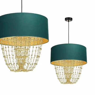 Lampa wisząca zielona/złota kryształowa ALMERIA GREEN/GOLD 1xE27