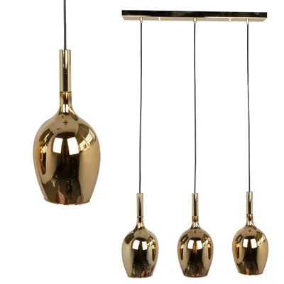 Lampa wisząca LUGANO GOLD 3xE14, potrójna, glamour, złota,