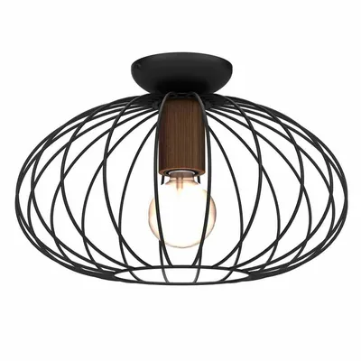 Lampa sufitowa MERIDIANO 1xE27, klosz druciany, czarna, loftowa