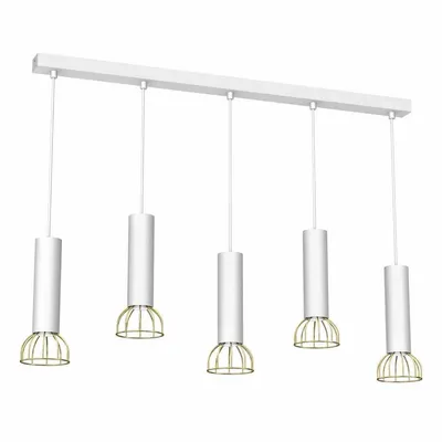 Lampa wisząca, 5 kloszy, biała DANTE White/Gold 5x mini GU10