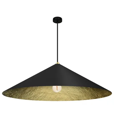 Lampa wisząca Fuji Ø90cm 1xE27, czarna, złota, pojedyncza jeden klosz