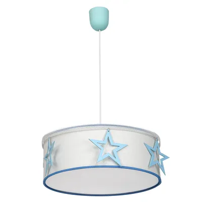 Lampa wisząca STAR 1xE27, biała, niebieska, gwiazdy