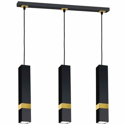 Lampa wisząca, potrójna, czarna, złota, nad stół, wyspę VIDAR BLACK/GOLD 3xGU10