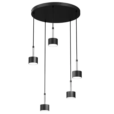 Lampa wisząca ARENA BLACK/SILVER 5xGX53, czarna, 5 kloszy