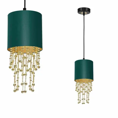 Lampa wisząca zielona/złota, z kryształkami ALMERIA GREEN/GOLD 1xE27