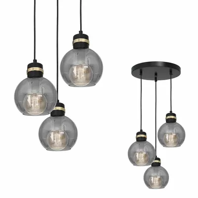 Lampa wisząca potrójna, 3 kule, czarna/złota OMEGA BLACK/GOLD 3xE27