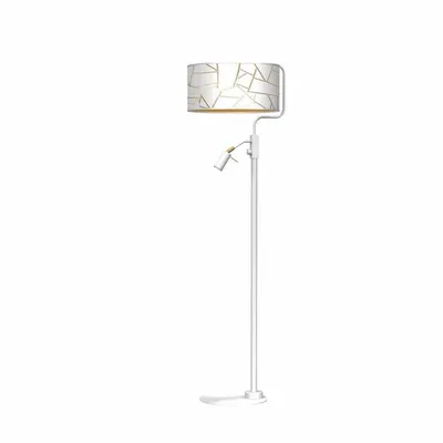 Lampa podłogowa, biała, złota, stojąca, okrągła ZIGGY WHITE White/Gold 1xE27 + 1x mini GU10