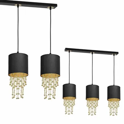 Lampa wisząca, potrójna, z kryształkami ALMERIA BLACK/GOLD 3xE27