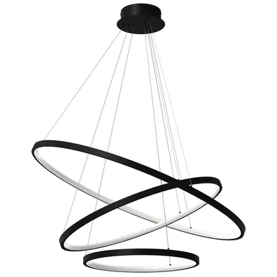 Lampa wisząca ROTONDA BLACK 93W LED, czarna, 3 trzy wiszące okręgi