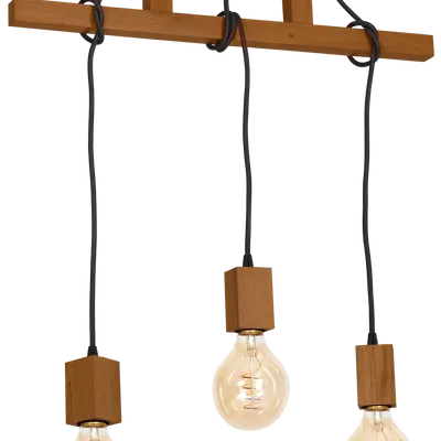 Lampa Wisząca JACK 3xE27 Dąb, potrójna, drewniana, 3 zwisy