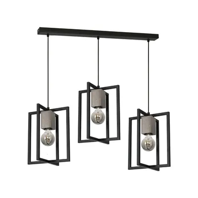 Lampa Wisząca Ralph 3xE27, czarna, potrójna, 3 klosze, loft