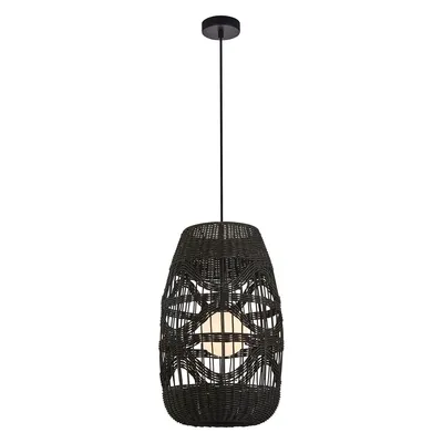 Lampa wisząca ARONA BLACK 1xG9 fi 250, boho, rattan, czarna, pojedyncza