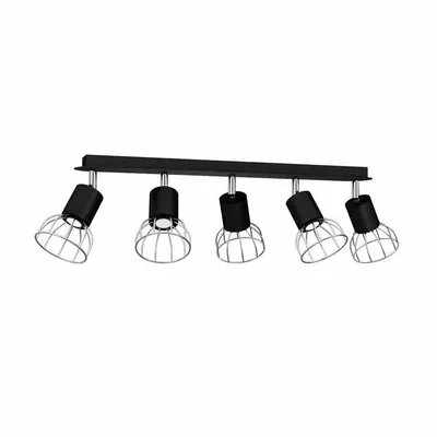 Lampa Sufitowa, czarna, 5 kloszy, kierunkowe, loftowe DANTE BLACK/SILVER 5x mini GU10