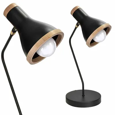 Lampa stołowa, czarna, drewno HOLLY BLACK / WOOD 1xE27 60W