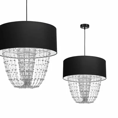 Lampa wisząca, czarna, z kryształkami ALMERIA BLACK/CHROME 1xE27