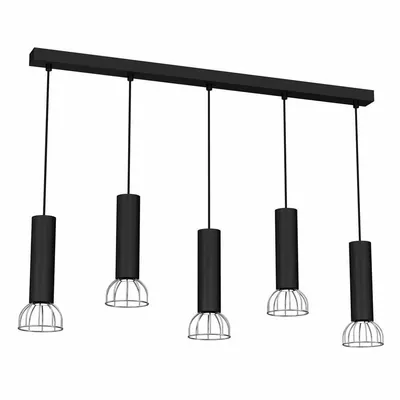 Lampa Wisząca, 5 kloszy, czarna, nad stół DANTE BLACK/SILVER 5x mini GU10