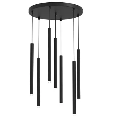 Lampa wisząca MONZA BLACK 7xG9 max 8W LED, tuba czarna 7 kloszy