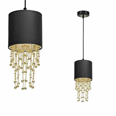 Lampa wisząca czarna/ złota, z kryształkami ALMERIA BLACK/GOLD 1xE27