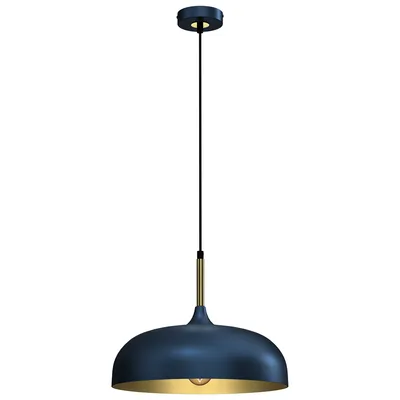 Lampa wisząca LINCOLN BLUE/GOLD 1xE27 35cm, granatowa, złota, pojedyncza